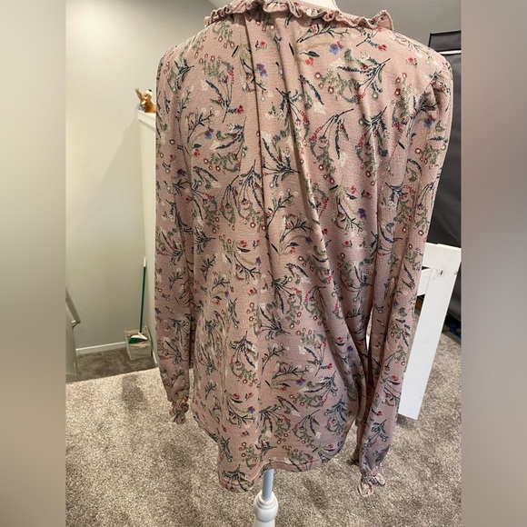 Melloday Feminine Pink Floral Long Sleeve Blouse - Picture 5 of 5